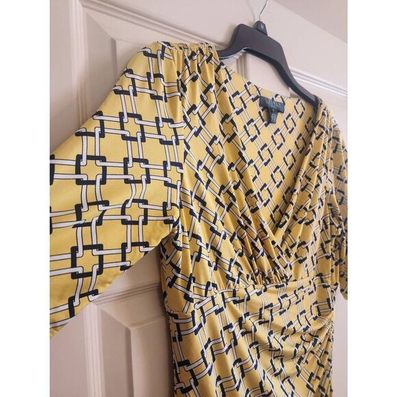 Ralph Lauren Lauren yellow link wrap style dress size 8 yellow and black - Picture 5 of 8